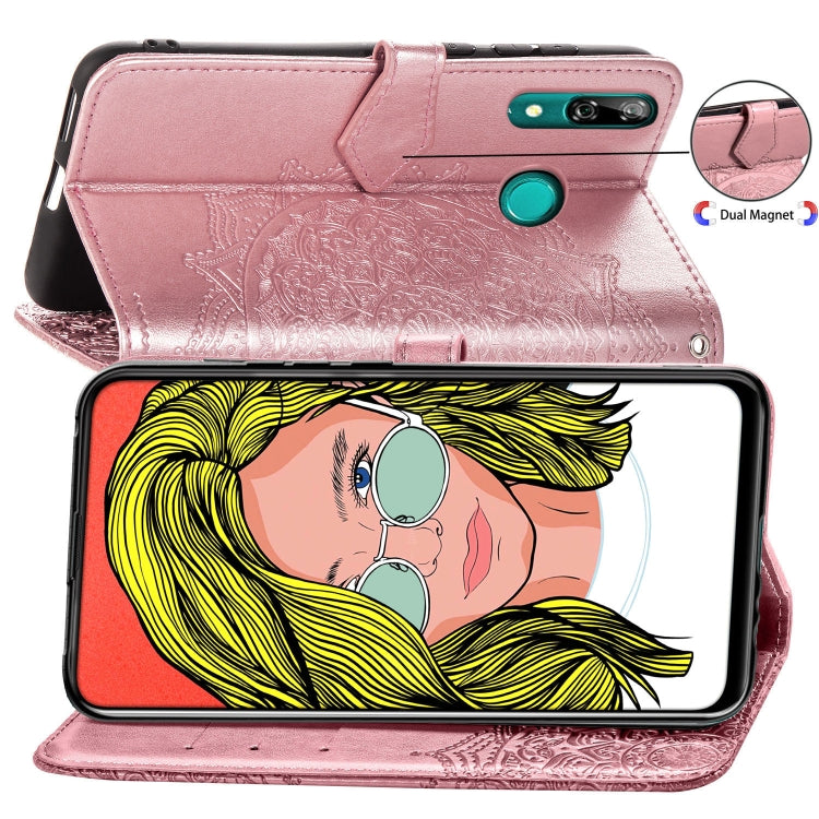 For Huawei P Smart Z Halfway Mandala Embossing Pattern Horizontal Flip Leather Case with Holder & Card Slots & Wallet & Lanyard