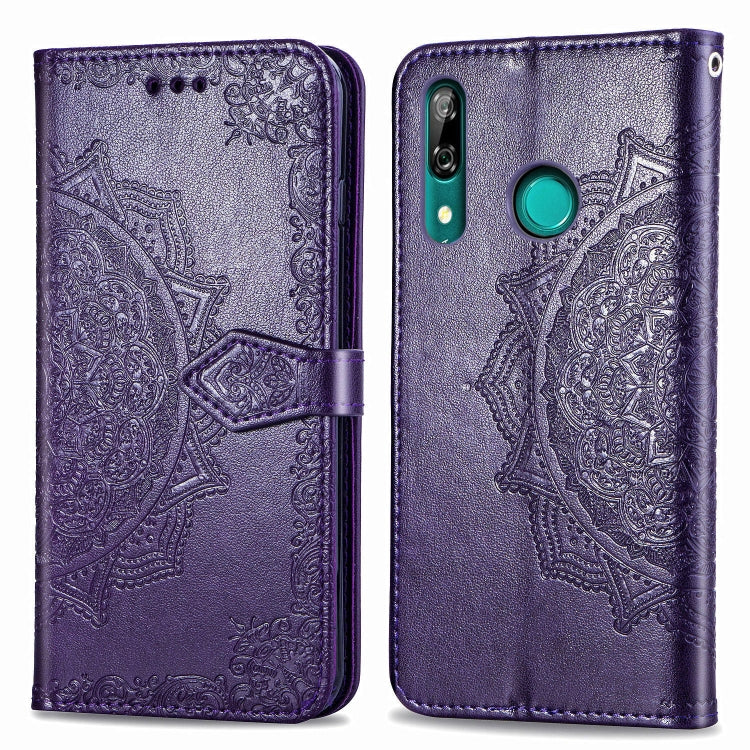 For Huawei P Smart Z Halfway Mandala Embossing Pattern Horizontal Flip Leather Case with Holder & Card Slots & Wallet & Lanyard