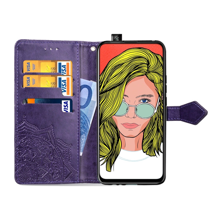 For Huawei P Smart Z Halfway Mandala Embossing Pattern Horizontal Flip Leather Case with Holder & Card Slots & Wallet & Lanyard