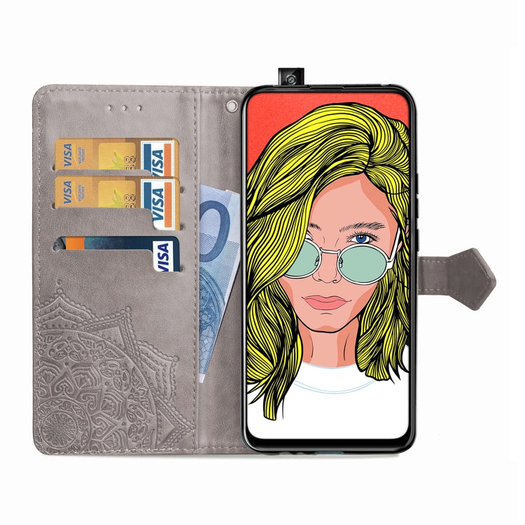 For Huawei P Smart Z Halfway Mandala Embossing Pattern Horizontal Flip Leather Case with Holder & Card Slots & Wallet & Lanyard
