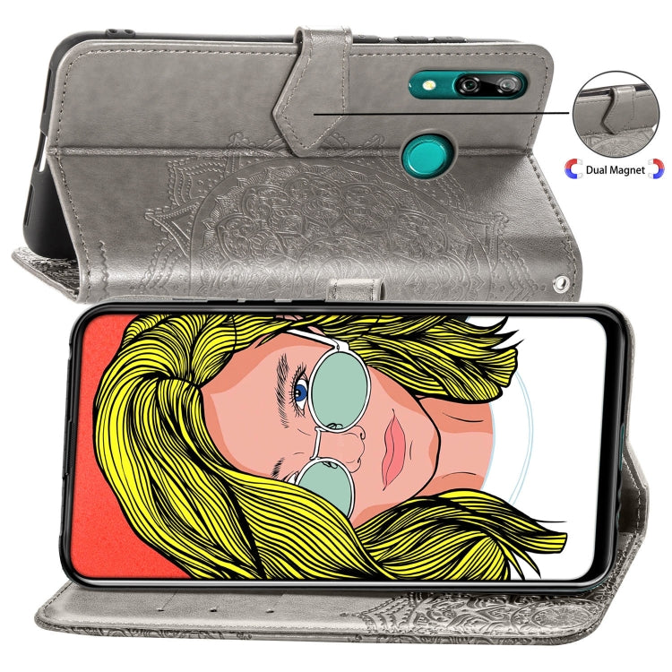 For Huawei P Smart Z Halfway Mandala Embossing Pattern Horizontal Flip Leather Case with Holder & Card Slots & Wallet & Lanyard