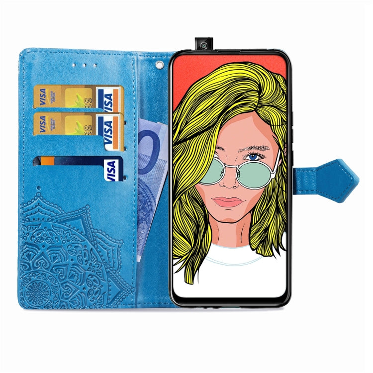 For Huawei P Smart Z Halfway Mandala Embossing Pattern Horizontal Flip Leather Case with Holder & Card Slots & Wallet & Lanyard