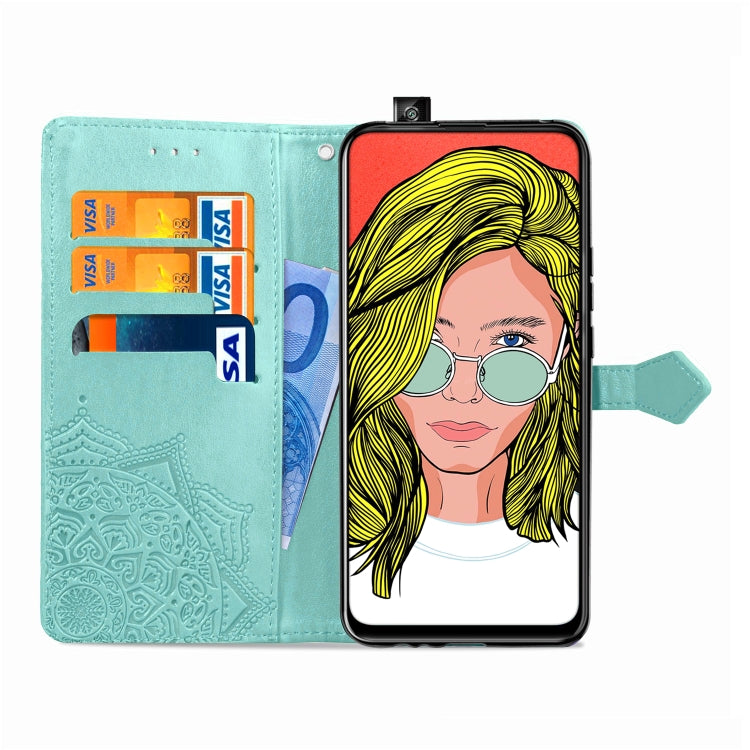 For Huawei P Smart Z Halfway Mandala Embossing Pattern Horizontal Flip Leather Case with Holder & Card Slots & Wallet & Lanyard