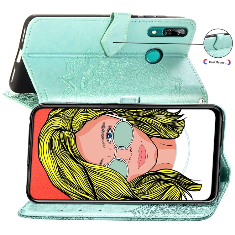 For Huawei P Smart Z Halfway Mandala Embossing Pattern Horizontal Flip Leather Case with Holder & Card Slots & Wallet & Lanyard