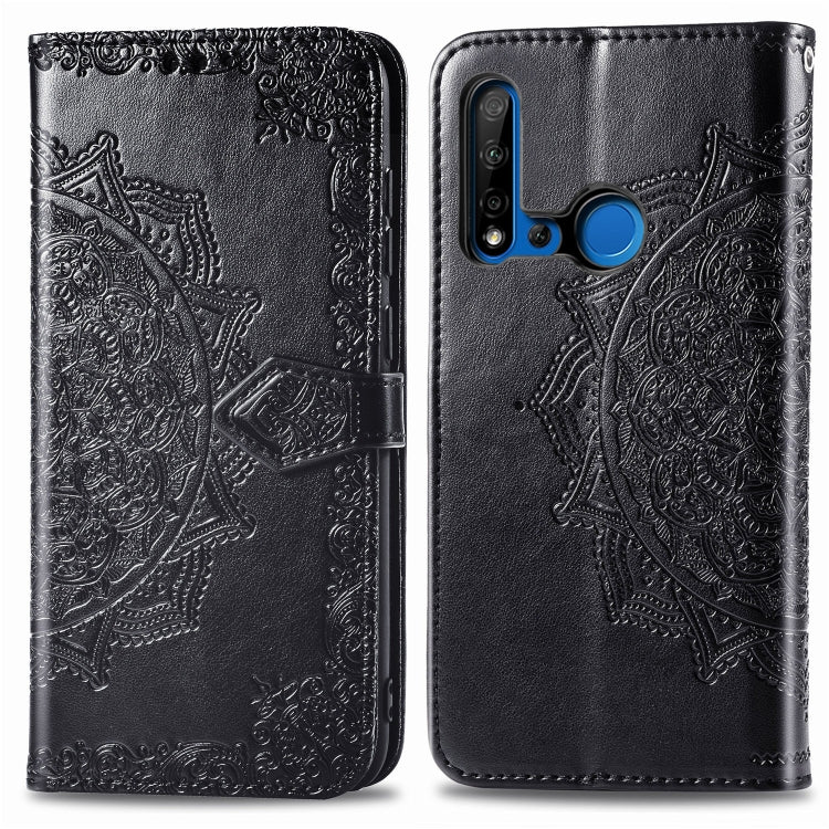 For Huawei P20 Lite (2019) Halfway Mandala Embossing Pattern Horizontal Flip Leather Case with Holder & Card Slots & Wallet & Lanyard