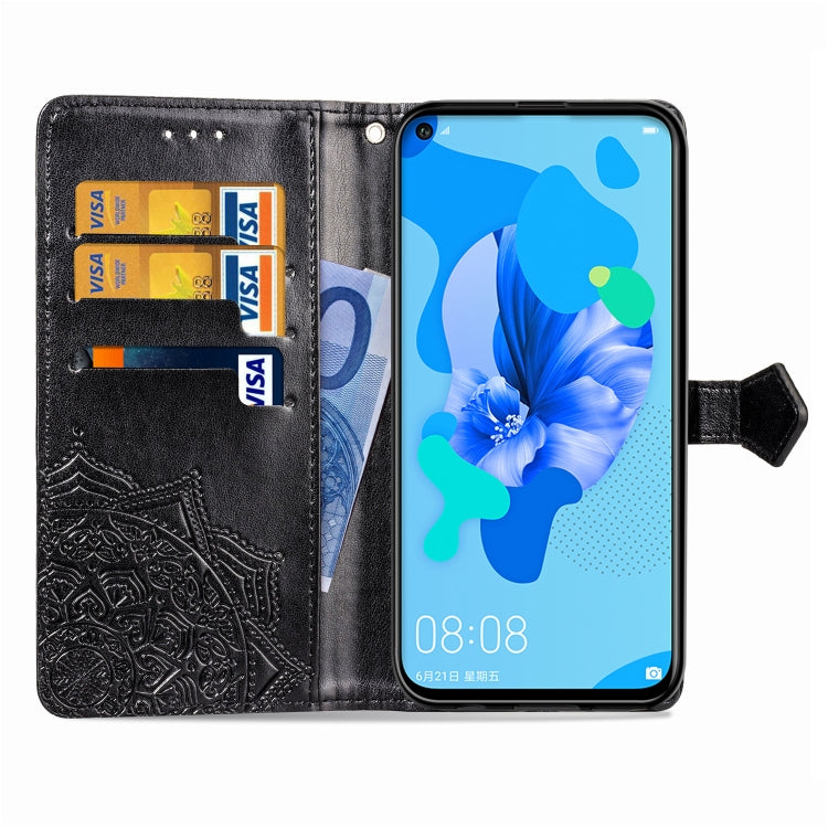 For Huawei P20 Lite (2019) Halfway Mandala Embossing Pattern Horizontal Flip Leather Case with Holder & Card Slots & Wallet & Lanyard