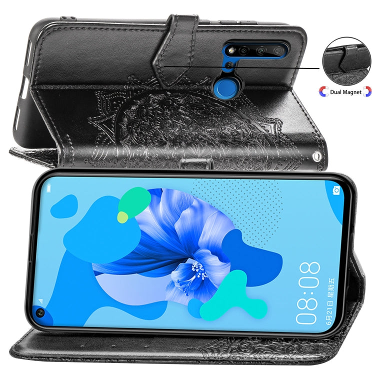 For Huawei P20 Lite (2019) Halfway Mandala Embossing Pattern Horizontal Flip Leather Case with Holder & Card Slots & Wallet & Lanyard