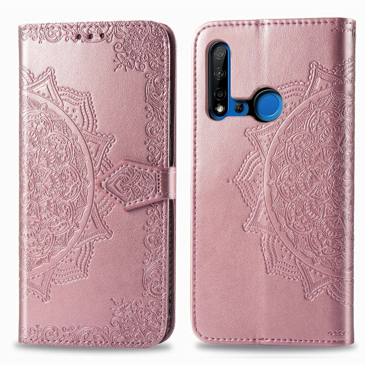 For Huawei P20 Lite (2019) Halfway Mandala Embossing Pattern Horizontal Flip Leather Case with Holder & Card Slots & Wallet & Lanyard