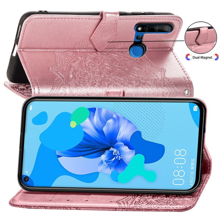For Huawei P20 Lite (2019) Halfway Mandala Embossing Pattern Horizontal Flip Leather Case with Holder & Card Slots & Wallet & Lanyard