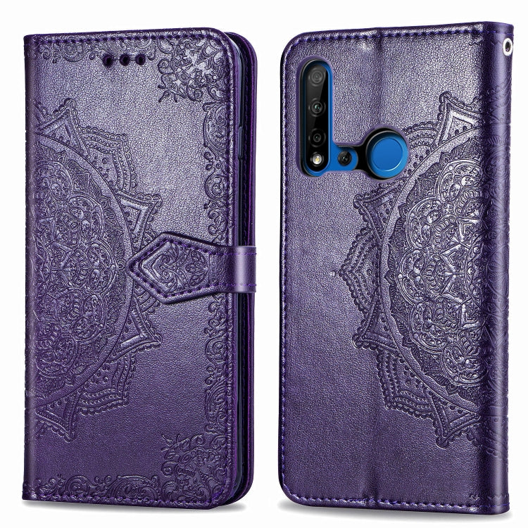For Huawei P20 Lite (2019) Halfway Mandala Embossing Pattern Horizontal Flip Leather Case with Holder & Card Slots & Wallet & Lanyard