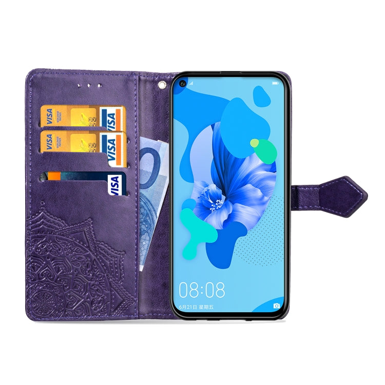 For Huawei P20 Lite (2019) Halfway Mandala Embossing Pattern Horizontal Flip Leather Case with Holder & Card Slots & Wallet & Lanyard