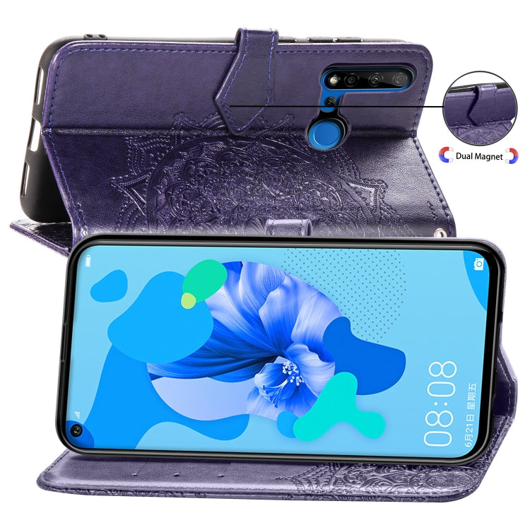 For Huawei P20 Lite (2019) Halfway Mandala Embossing Pattern Horizontal Flip Leather Case with Holder & Card Slots & Wallet & Lanyard