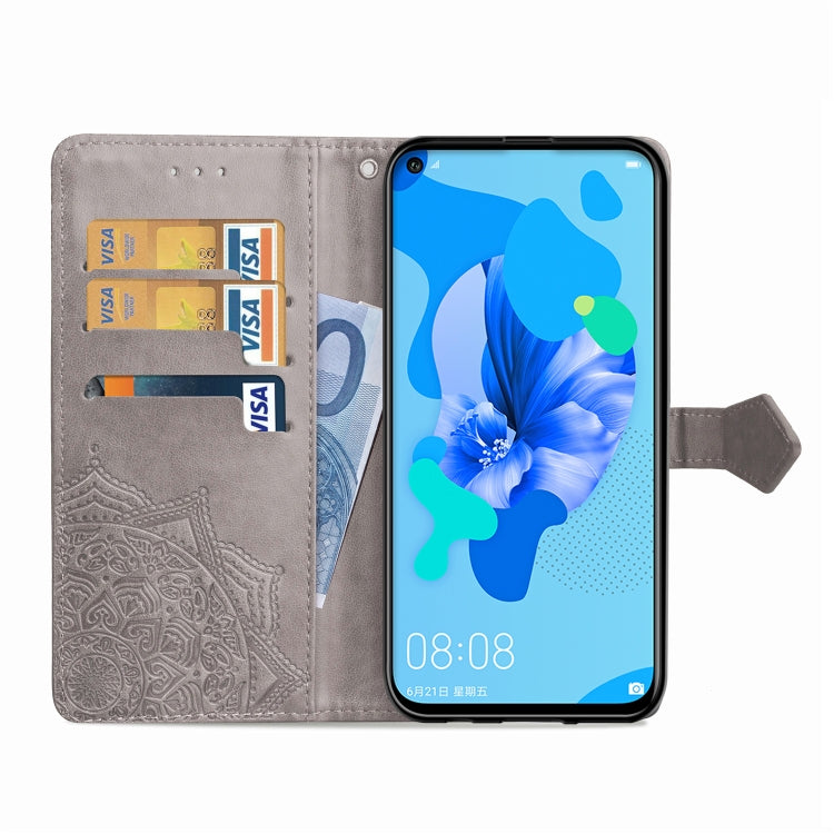 For Huawei P20 Lite (2019) Halfway Mandala Embossing Pattern Horizontal Flip Leather Case with Holder & Card Slots & Wallet & Lanyard