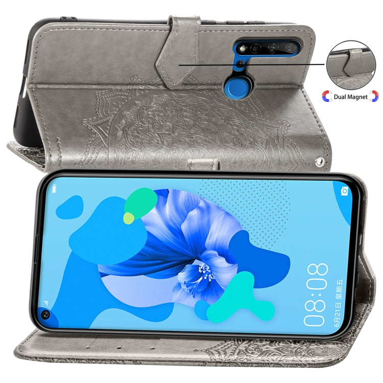 For Huawei P20 Lite (2019) Halfway Mandala Embossing Pattern Horizontal Flip Leather Case with Holder & Card Slots & Wallet & Lanyard