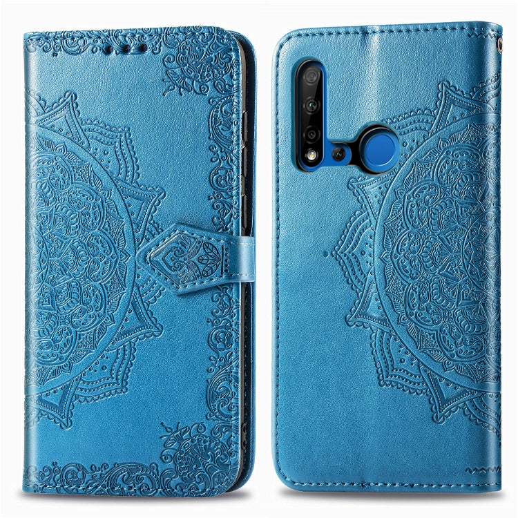 For Huawei P20 Lite (2019) Halfway Mandala Embossing Pattern Horizontal Flip Leather Case with Holder & Card Slots & Wallet & Lanyard