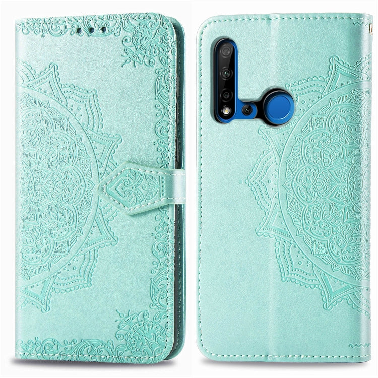 For Huawei P20 Lite (2019) Halfway Mandala Embossing Pattern Horizontal Flip Leather Case with Holder & Card Slots & Wallet & Lanyard