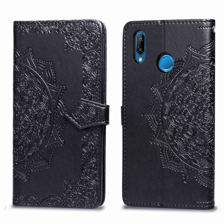 For Huawei P20 Lite Halfway Mandala Embossing Pattern Horizontal Flip Leather Case with Holder & Card Slots & Wallet & Lanyard