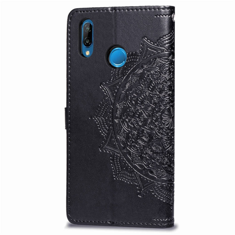 For Huawei P20 Lite Halfway Mandala Embossing Pattern Horizontal Flip Leather Case with Holder & Card Slots & Wallet & Lanyard