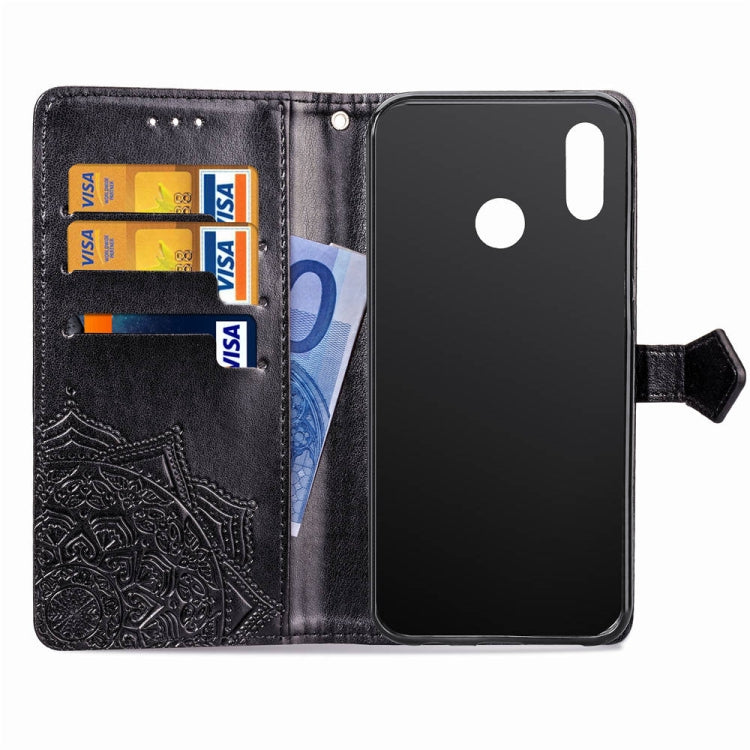 For Huawei P20 Lite Halfway Mandala Embossing Pattern Horizontal Flip Leather Case with Holder & Card Slots & Wallet & Lanyard