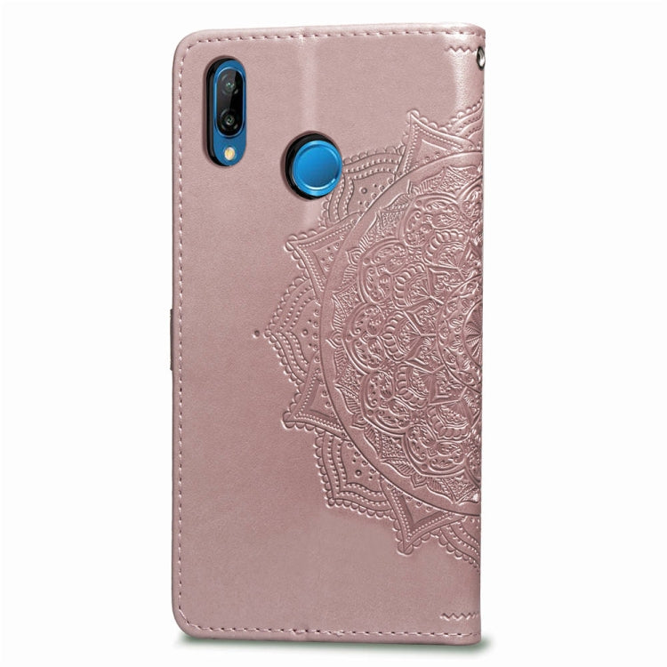 For Huawei P20 Lite Halfway Mandala Embossing Pattern Horizontal Flip Leather Case with Holder & Card Slots & Wallet & Lanyard