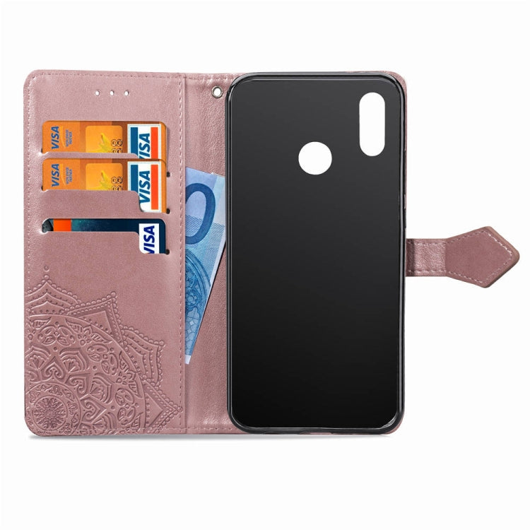 For Huawei P20 Lite Halfway Mandala Embossing Pattern Horizontal Flip Leather Case with Holder & Card Slots & Wallet & Lanyard