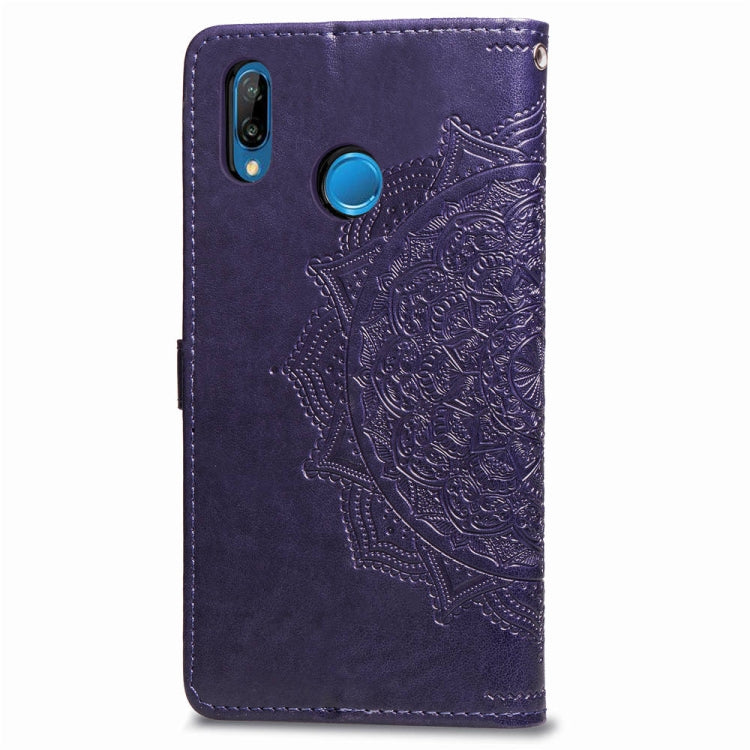For Huawei P20 Lite Halfway Mandala Embossing Pattern Horizontal Flip Leather Case with Holder & Card Slots & Wallet & Lanyard