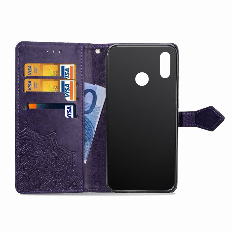 For Huawei P20 Lite Halfway Mandala Embossing Pattern Horizontal Flip Leather Case with Holder & Card Slots & Wallet & Lanyard