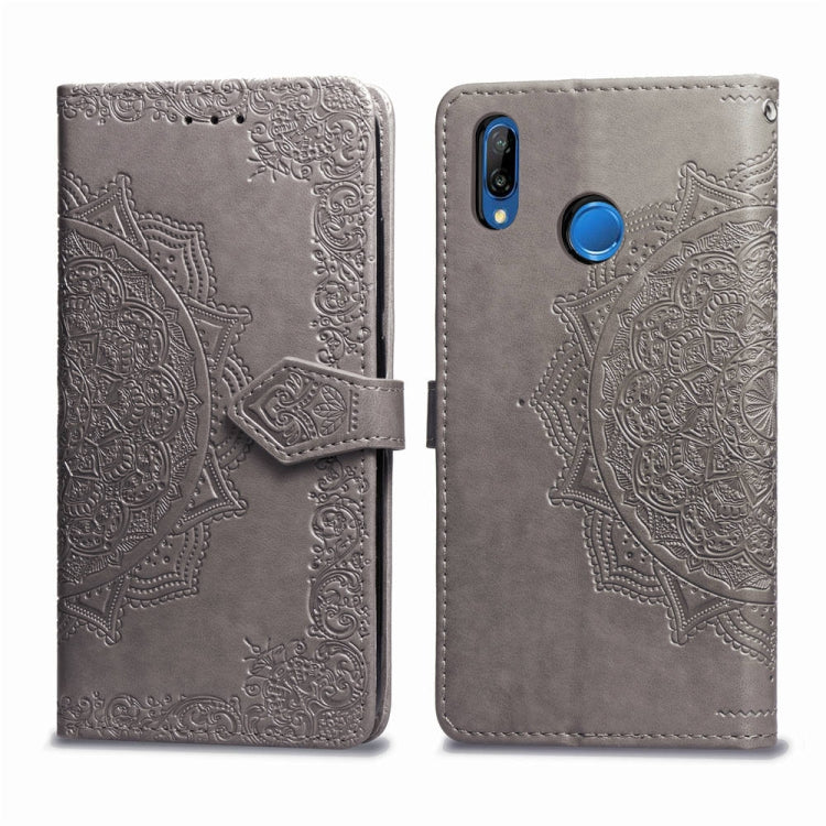 For Huawei P20 Lite Halfway Mandala Embossing Pattern Horizontal Flip Leather Case with Holder & Card Slots & Wallet & Lanyard