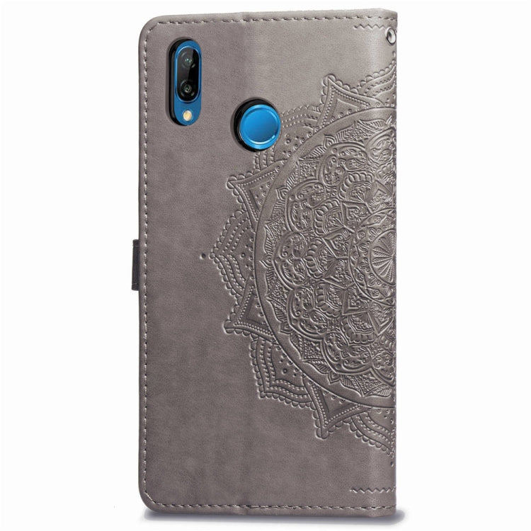 For Huawei P20 Lite Halfway Mandala Embossing Pattern Horizontal Flip Leather Case with Holder & Card Slots & Wallet & Lanyard