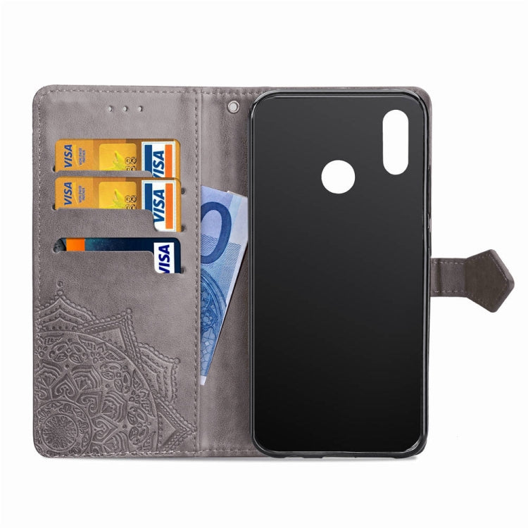 For Huawei P20 Lite Halfway Mandala Embossing Pattern Horizontal Flip Leather Case with Holder & Card Slots & Wallet & Lanyard