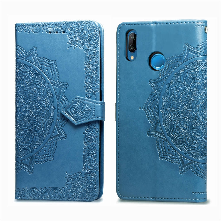 For Huawei P20 Lite Halfway Mandala Embossing Pattern Horizontal Flip Leather Case with Holder & Card Slots & Wallet & Lanyard