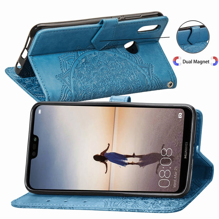 For Huawei P20 Lite Halfway Mandala Embossing Pattern Horizontal Flip Leather Case with Holder & Card Slots & Wallet & Lanyard