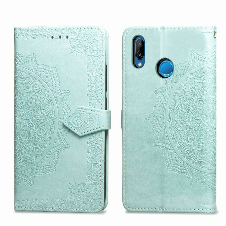 For Huawei P20 Lite Halfway Mandala Embossing Pattern Horizontal Flip Leather Case with Holder & Card Slots & Wallet & Lanyard