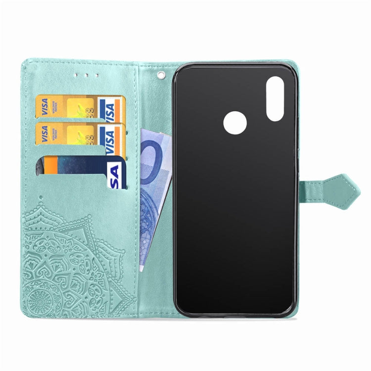 For Huawei P20 Lite Halfway Mandala Embossing Pattern Horizontal Flip Leather Case with Holder & Card Slots & Wallet & Lanyard