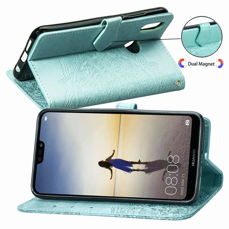 For Huawei P20 Lite Halfway Mandala Embossing Pattern Horizontal Flip Leather Case with Holder & Card Slots & Wallet & Lanyard