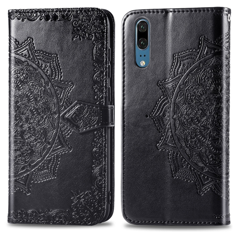 For Huawei P20 Halfway Mandala Embossing Pattern Horizontal Flip Leather Case with Holder & Card Slots & Wallet & Lanyard