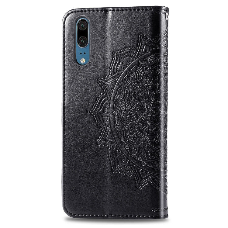 For Huawei P20 Halfway Mandala Embossing Pattern Horizontal Flip Leather Case with Holder & Card Slots & Wallet & Lanyard