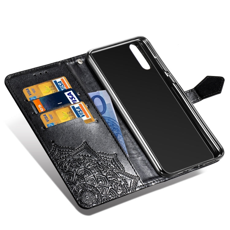 For Huawei P20 Halfway Mandala Embossing Pattern Horizontal Flip Leather Case with Holder & Card Slots & Wallet & Lanyard