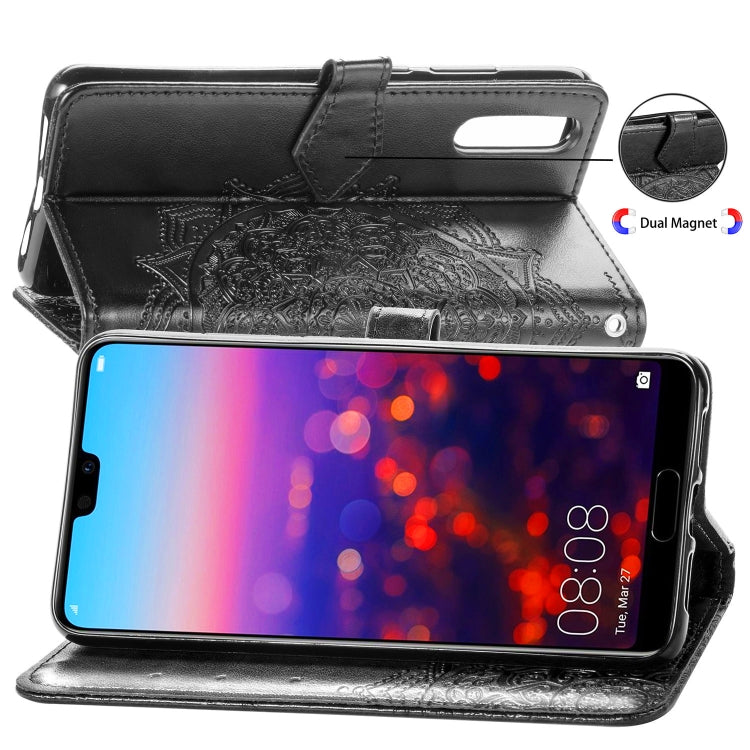 For Huawei P20 Halfway Mandala Embossing Pattern Horizontal Flip Leather Case with Holder & Card Slots & Wallet & Lanyard