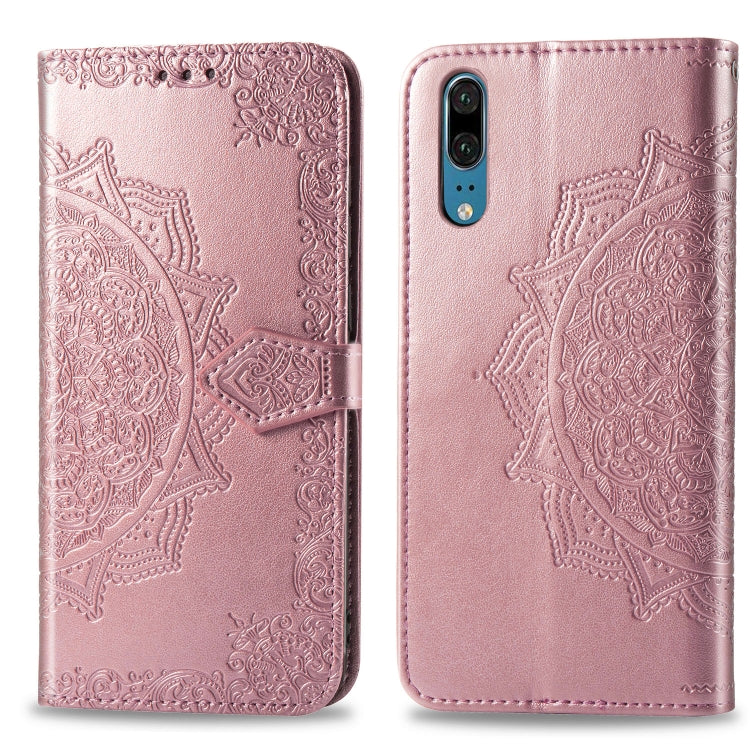 For Huawei P20 Halfway Mandala Embossing Pattern Horizontal Flip Leather Case with Holder & Card Slots & Wallet & Lanyard