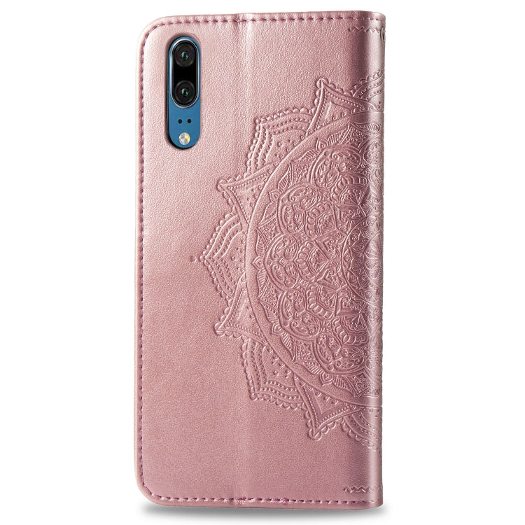 For Huawei P20 Halfway Mandala Embossing Pattern Horizontal Flip Leather Case with Holder & Card Slots & Wallet & Lanyard