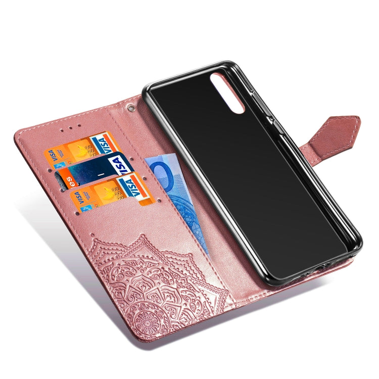 For Huawei P20 Halfway Mandala Embossing Pattern Horizontal Flip Leather Case with Holder & Card Slots & Wallet & Lanyard