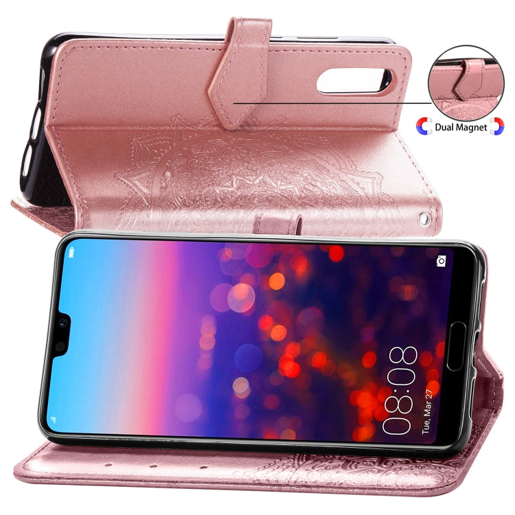 For Huawei P20 Halfway Mandala Embossing Pattern Horizontal Flip Leather Case with Holder & Card Slots & Wallet & Lanyard
