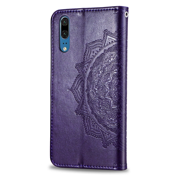 For Huawei P20 Halfway Mandala Embossing Pattern Horizontal Flip Leather Case with Holder & Card Slots & Wallet & Lanyard