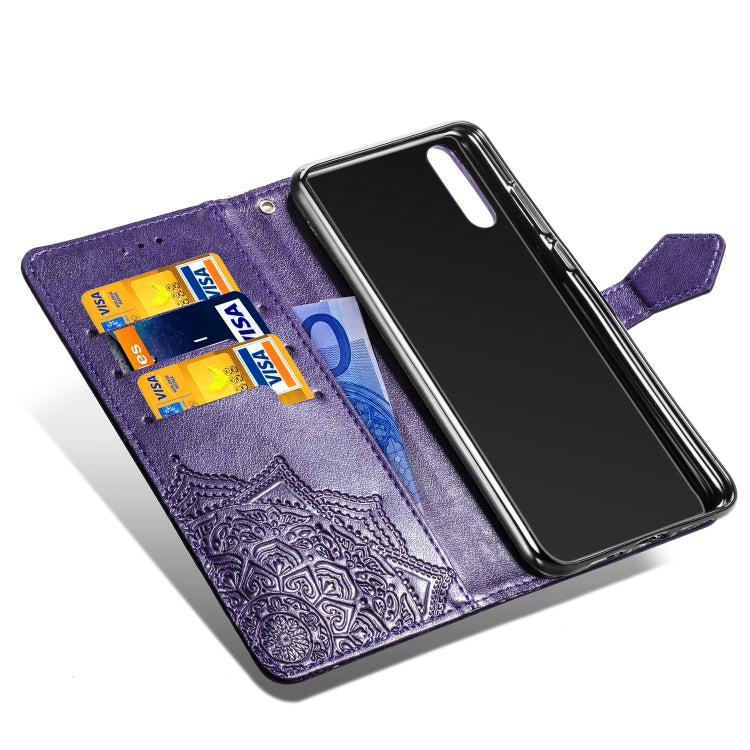 For Huawei P20 Halfway Mandala Embossing Pattern Horizontal Flip Leather Case with Holder & Card Slots & Wallet & Lanyard