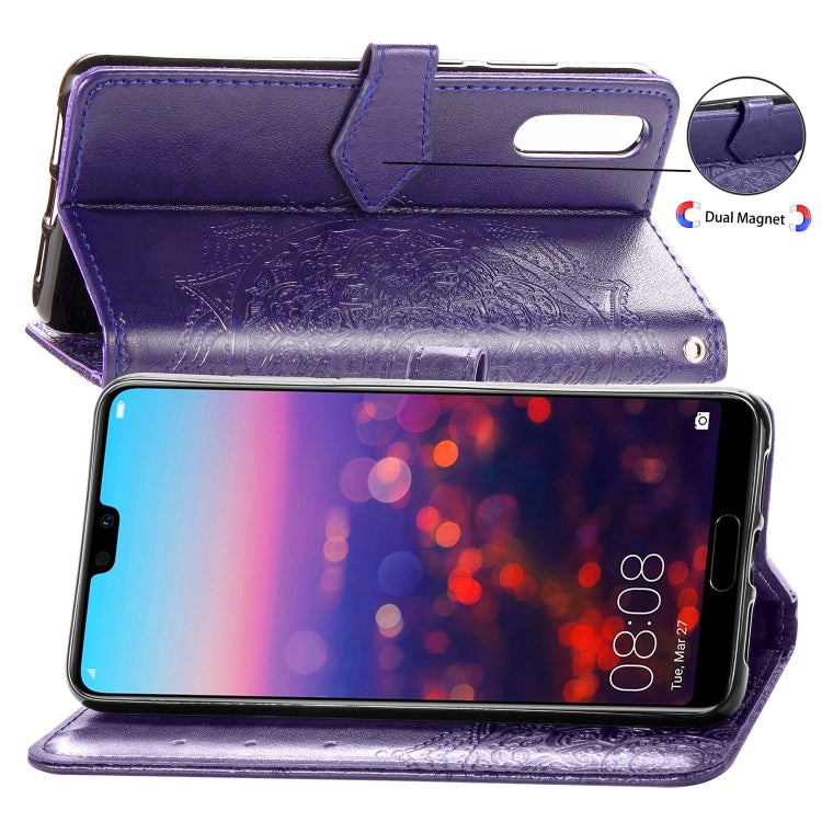 For Huawei P20 Halfway Mandala Embossing Pattern Horizontal Flip Leather Case with Holder & Card Slots & Wallet & Lanyard