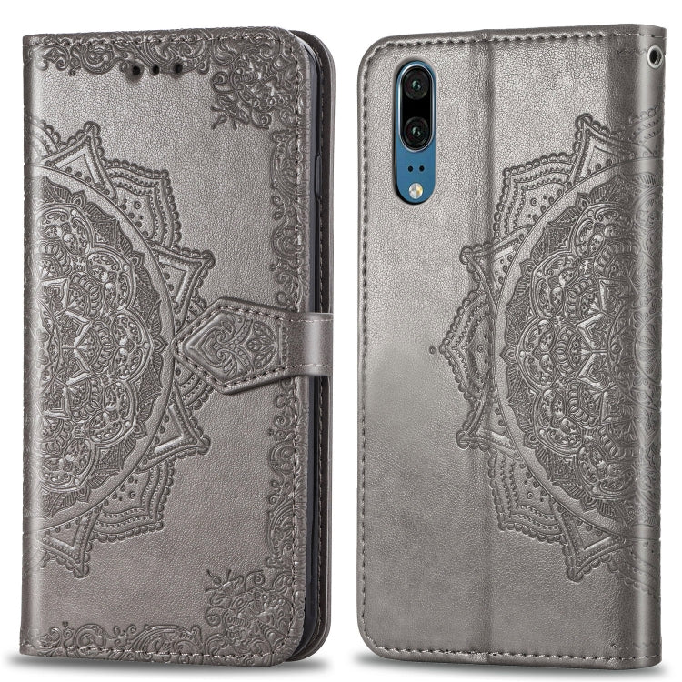 For Huawei P20 Halfway Mandala Embossing Pattern Horizontal Flip Leather Case with Holder & Card Slots & Wallet & Lanyard
