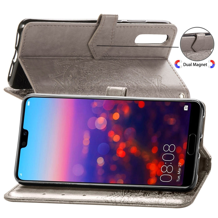 For Huawei P20 Halfway Mandala Embossing Pattern Horizontal Flip Leather Case with Holder & Card Slots & Wallet & Lanyard