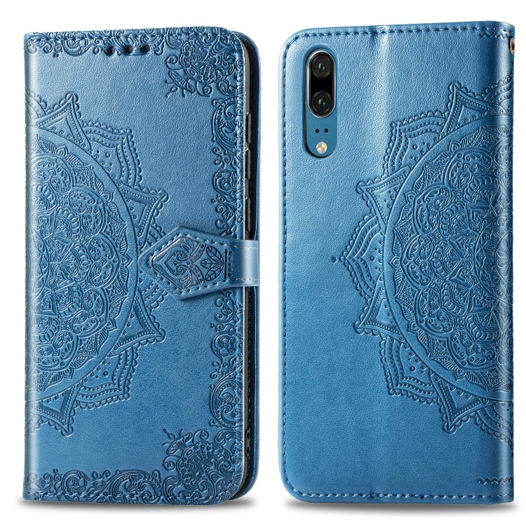 For Huawei P20 Halfway Mandala Embossing Pattern Horizontal Flip Leather Case with Holder & Card Slots & Wallet & Lanyard