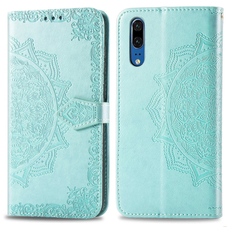 For Huawei P20 Halfway Mandala Embossing Pattern Horizontal Flip Leather Case with Holder & Card Slots & Wallet & Lanyard